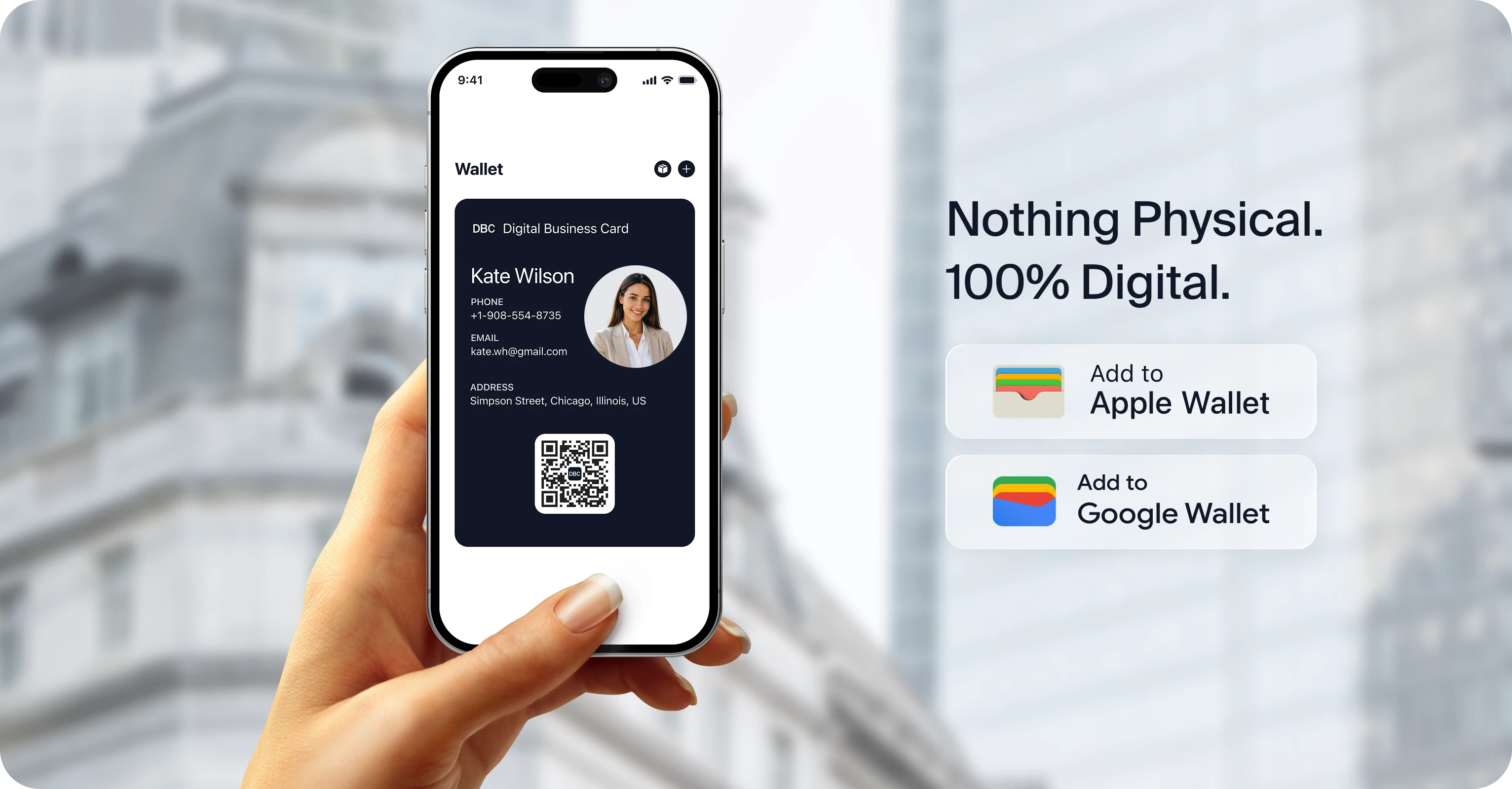 Digital business card in Apple and Google Wallet