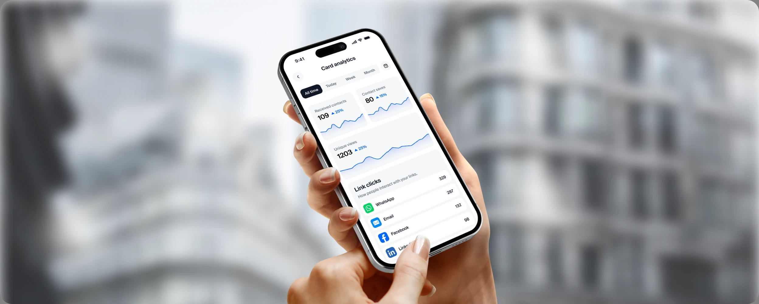 Card analytics on a phone with real-time stats