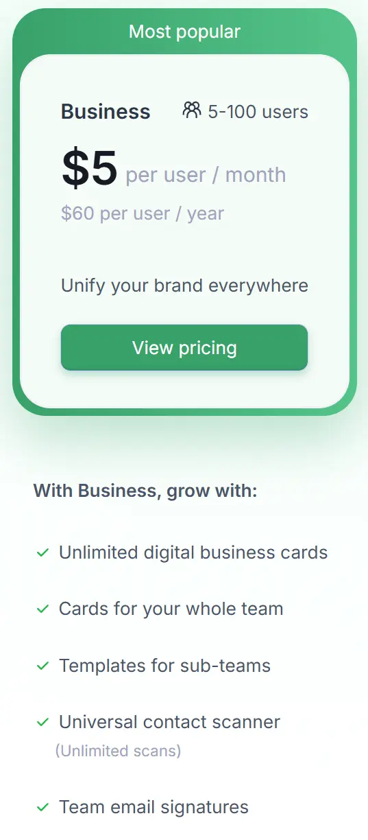 HiHello Pricing - Business Plan