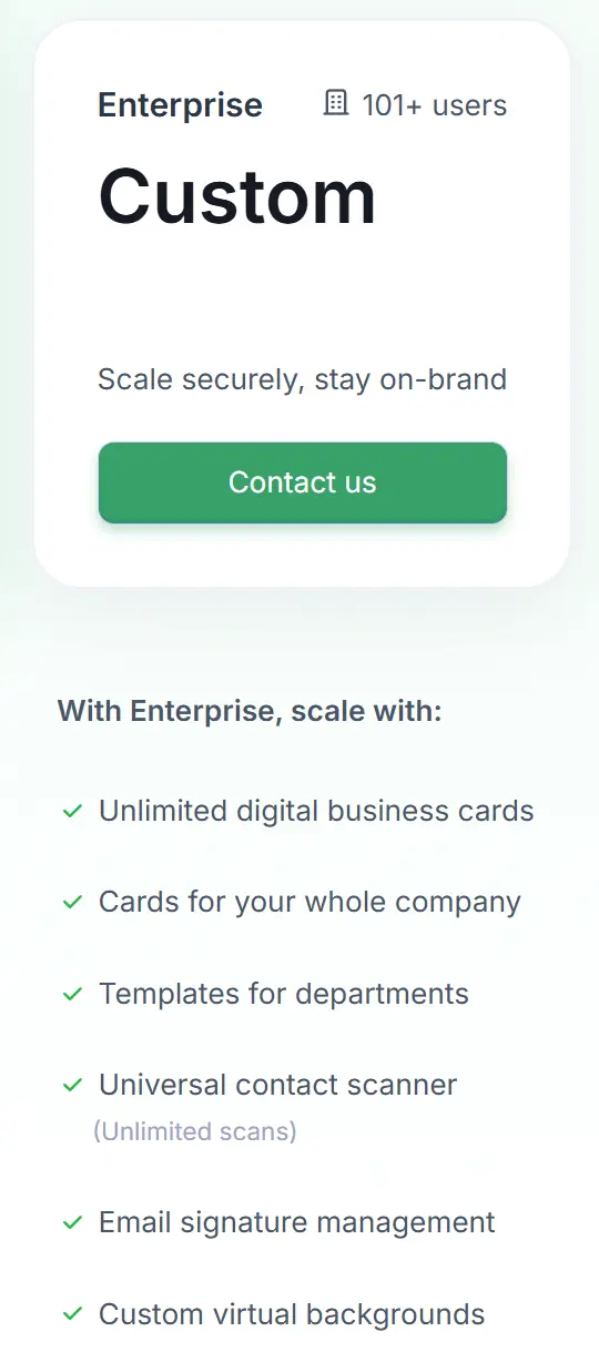 HiHello Pricing - Enterprise Plan