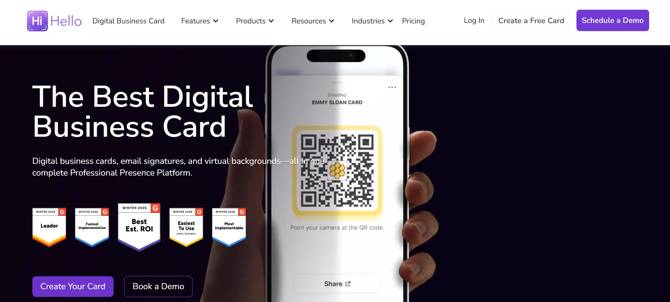 HiHello vs Blinq - HiHello Main Page